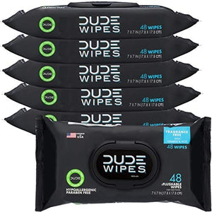 DUDE Wipes Flushable Wipes Dispenser, Unscented Wet Wipes with Vitamin-E & Aloe for at-Home Use, Septic and Sewer Safe, 48 Count (Pack of 6)