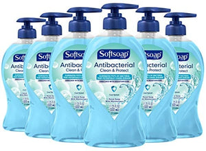 Softsoap Antibacterial Liquid Hand Soap Pump, Clean & Protect, Cool Splash - 11.25 Fluid Ounce, 6 Packs