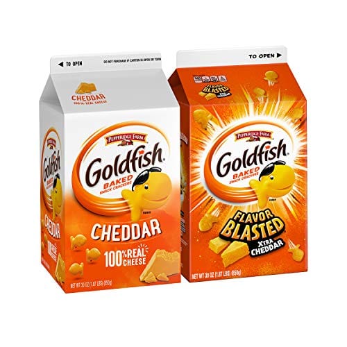 Pepperidge Farm Goldfish Cheddar & Flavor Blasted Xtra Cheddar Crackers, 30 oz. Cartons, 2-count Box