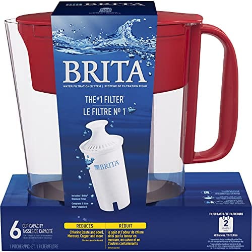 Brita Standard Metro Water Filter Pitcher, Small 5 Cup 1 Count, Red