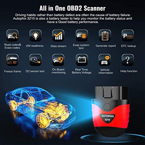 AUTOPHIX 3210 Bluetooth OBD2 Enhanced Car Diagnostic Scanner for iPhone, iPad & Android, Fault Code Reader Plus Battery Tester Exclusive App for Quality-Newest Generation
