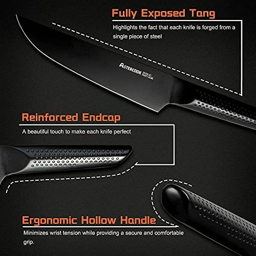 Astercook 15 Piece Chef Knife Set with Block Silver Knives & Black Holder