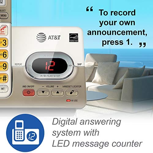 AT&T EL52313 3-Handset Expandable Cordless Phone with Answering System & Extra-large Backlit Keys