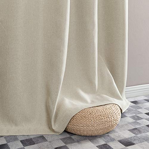jinchan Linen Textured 95 inch Long Room Darkening Greyish Beige Curtains for Bedroom Light Reducing & Thermal Insulating Curtain Panel One Panel