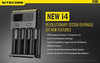 NITECORE New i4 battery Charger For Li-ion / IMR / Ni-MH/ Ni-Cd 18650 18350 16340 RCR123 14500 AA AAA D C w/ Ac and 12V DC (Car) power cords, EdisonBright BBX3 battery box, 2 X AA to D type batteries