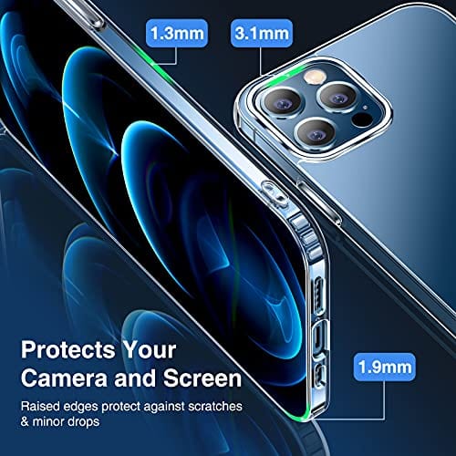 Elando Crystal Clear Case Compatible with iPhone 12 Pro Max, Non-Yellowing Shockproof Protective Phone Case Slim Thin