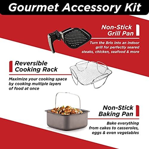NUWAVE Brio 6 QT Air Fryer Gourmet Accessory Kit Reversible Rack