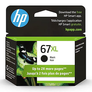 HP 67XL | Ink Cartridge | Black | Works with HP ENVY 6000 Series, HP ENVY Pro 6400 Series, HP DeskJet 1255, 2700 Series, DeskJet Plus 4100 Series | 3YM57AN