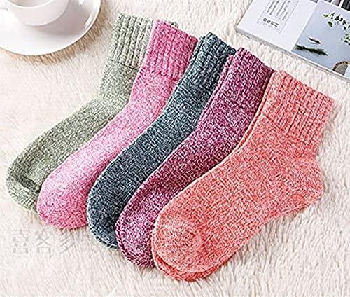 Loritta 6 Pairs Womens Wool Socks Winter Warm Vintage Style Thick Knitting Cozy Socks (Multicolor 02b)