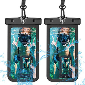 Universal Waterproof Case, 2-Pack Tekcoo IPX8 Phone Black Pouch Dry Bag Compatible with iPhone 11 12 Pro Max/Xs Max/XR/X & Galaxy Note 20/S21 Ultra/S20+/A71/A02S/A42/A52/A32/A21/A12/A01 & Up to 6.9