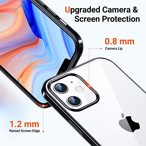 TORRAS Crystal Clear Compatible for iPhone 12 Mini Case,Slim Yet Shockproof Soft Silicone Sturdy Thin Phone Case Compatible for iPhone 12 Mini 5.4 inch 2020, Black