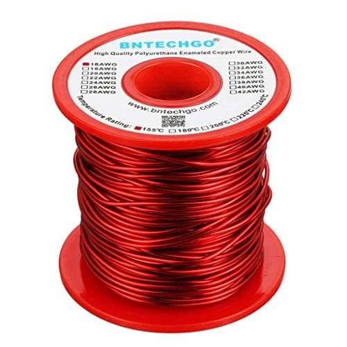 BNTECHGO 16 AWG Magnet Wire - Enameled Copper Wire - Enameled Magnet Winding Wire - 1.0 lb - 0.0492" Diameter 1 Spool Coil Red Temperature Rating 155℃ Widely Used for Transformers Inductors
