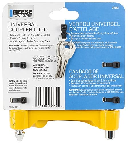 REESE Towpower 72783 Universal Coupler Lock, Adjustable Storage Security, Heavy-Duty Steel