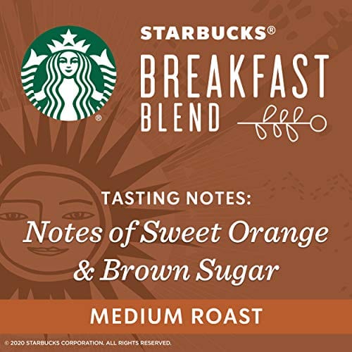 Starbucks Medium Roast Ground Coffee — Breakfast Blend — 100% Arabica — 1 bag (18 oz.)