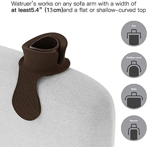 Sofa Cup Holder - Watruer The Ultimate Anti-Spill Couch Coaster Holder Food Grade Silicone Drink Holder for Your Sofa or Couch - Brown