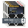 Filtrete 20x25x1, AC Furnace Air Filter, MPR 1200, Allergen Defense Odor Reduction, 4-Pack (exact dimensions 19.69 x 24.69 x 0.81)