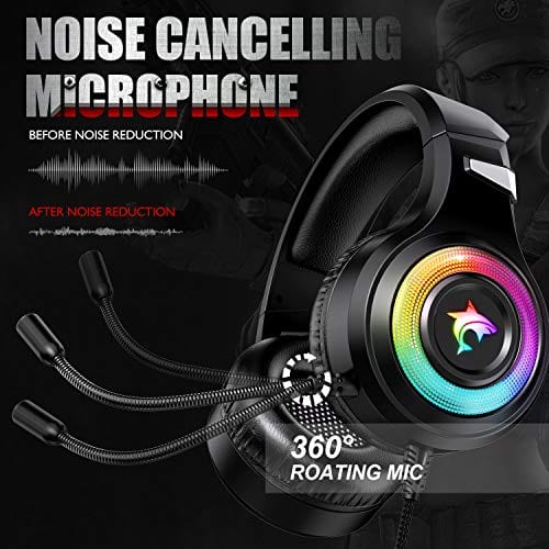 Gaming Headset Xbox One Headset with Stereo Surround Sound,PS4 Gaming Headset with Mic & LED Light Noise Cancelling Over Ear Headphones Compatible with PC, PS4,PS5, Xbox One,Mac