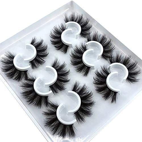 HBZGTLAD 6 Pairs Fluffy False Eyelashes Natural Faux Mink Strip 3D Lashes Pack (MDF-12)