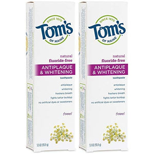 Tom's of Maine Fluoride-Free Antiplaque & Whitening Natural Toothpaste, Fennel, 5.5 oz. 2-Pack