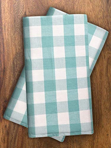 Urban Villa Dinner Napkins, Everyday Use,Premium Quality,100% Cotton, Set of 12, Size 20X20 Inch, Aqua/White Over Sized Cloth Napkins with Mitered Corners, Ultra Soft, Durable Hotel Quality