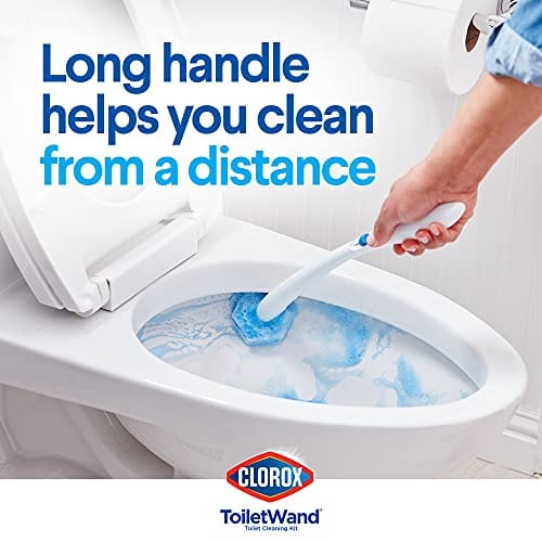 Clorox ToiletWand Disposable Toilet Cleaning System - ToiletWand, Storage Caddy and 6 Disinfecting ToiletWand Refill Heads (Packaging May Vary) (03191)