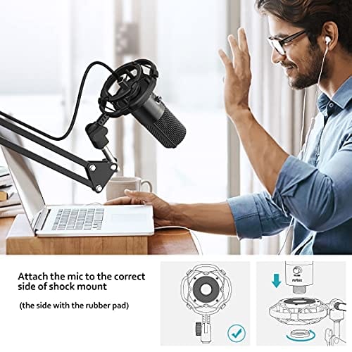 FIFINE Studio Condenser USB Microphone Computer PC Microphone Kit with Adjustable Scissor Arm Stand Shock Mount for Instruments Voice Overs Recording Podcasting YouTube Karaoke Gaming Streaming-T669