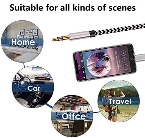 Aux Cord for iPhone, Apple MFi Certified esbeecables Lightning to 3.5mm Nylon Braided Audio Stereo Cable for iPhone 12 11 XS XR X 8 7 6