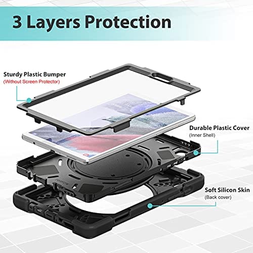 ProCase Galaxy Tab A7 Lite 8.7 inch Rugged Case 2021 (T220 T225), Heavy Duty Shockproof Case Protective Cover with Shoulder Strap
