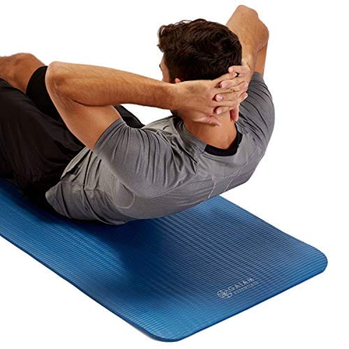 Gaiam Essentials Thick Yoga Mat Fitness & Exercise Mat With Easy-Cinch Yoga Mat Carrier Strap, Teal, 72"L X 24"W X 2/5 Inch Thick