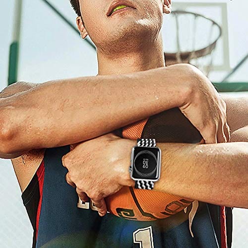 2-Pack Solo Loop Strap Compatible with Apple Watch Band 38mm 40mm,No Clasps No Buckles Stretchable Braided Sport Elastics Replacement Wristband for iWatch Series 6/5/4/3/2/1,SE,Colorful&WhiteBlack,2#