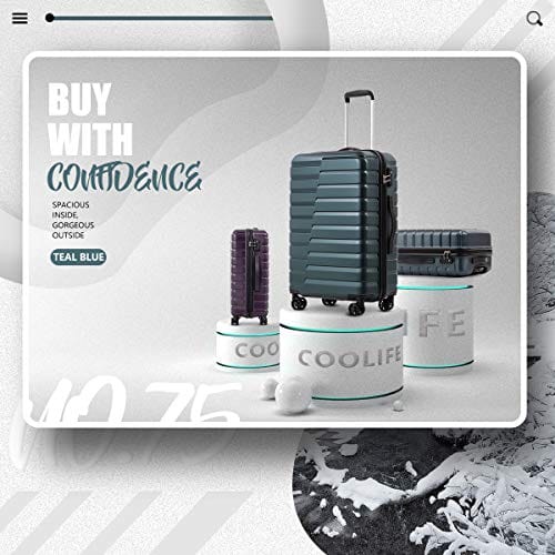 COOLIFE Luggage Expandable(only 28'') Suitcase PC + ABS TSA Lock Spinner Carry on new fashion design (Teal blue, 3 piece set)