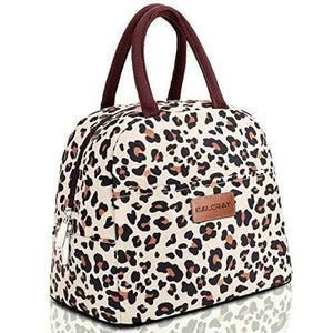 BALORAY Lunch Bag Tote Bag Lunch Bag for Women Lunch Box Insulated Lunch Container (Beige with leopard)