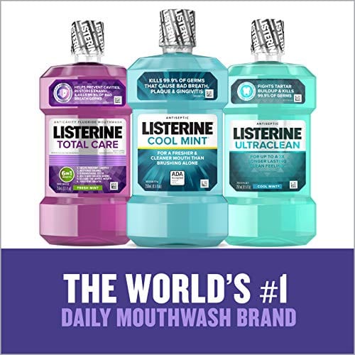 Listerine Total Care Anticavity Mouthwash, 6 Benefit Fluoride Mouthwash for Bad Breath and Enamel Strength, Fresh Mint Flavor, 1 L