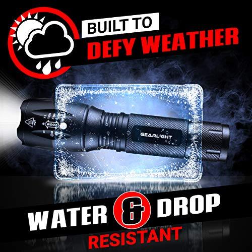GearLight LED Tactical Flashlight S1000 [2 Pack] - High Lumen, Zoomable, 5 Modes, Water Resistant Light - Camping Accessories, Outdoor Gear, Emergency Flashlights