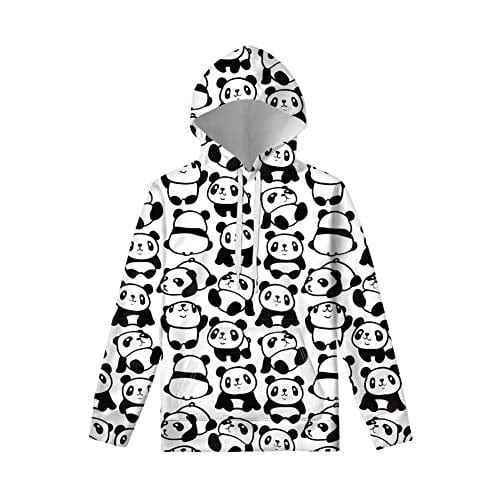 WELLFLYHOM Kawaii Panda Hoodies Sweatshirt for Teen Girls Boys Age 14 15 16 Unisex Pullover Top with String Lightweight Soft Polyester