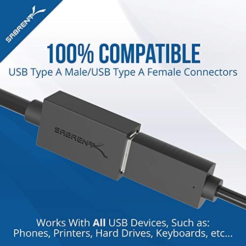 Sabrent 22AWG USB 3.0 Extension Cable - A-Male to A-Female [Black] 10 Feet (CB-3010)