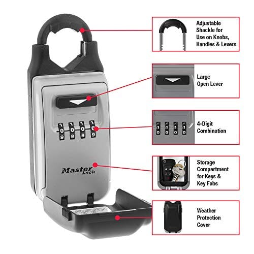 Master Lock 5420D Set Your Own Combination Portable Lock Box with Adjustable Shackle, 6 Key Capacity