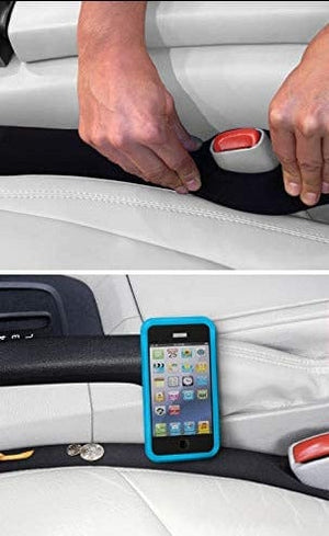 Drop Stop - The Original Patented Car Seat Gap Filler (AS SEEN ON Shark Tank) - Set of 2 and Slide Free Pad and Light