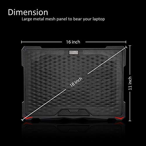 AICHESON Laptop Cooling Pad for 17.3" Notebook, Red 5 Fans