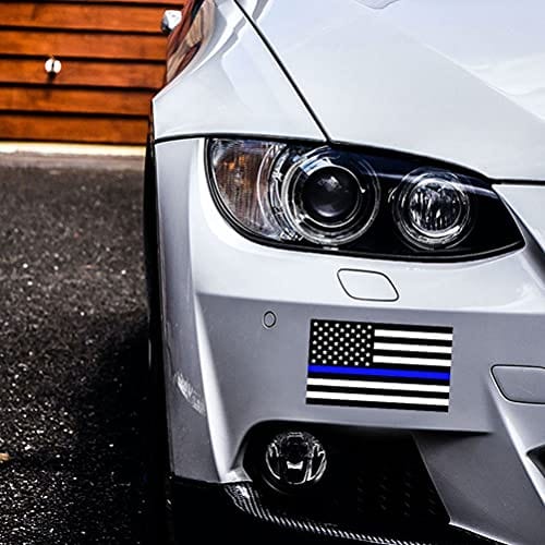 Reflective US Flag Decal Packs with Thin Blue Line for Cars & Trucks, 5 x 3 inch American USA Flag Decal Sticker