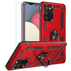 YZOK Galaxy A02S Case,Samsung A02S Case,with HD Screen Protector,[Military Grade] Ring Car Mount Kickstand Hybrid Hard PC Soft TPU