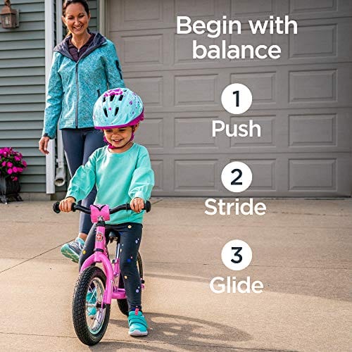 Schwinn Elm Girls Bike for Toddlers and Kids, 12-Inch Balance Bike, Pink