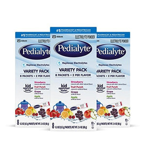 Pedialyte Electrolyte Powder Variety Electrolyte Hydration Drink 0.3 oz Powder Packs, 24 Count