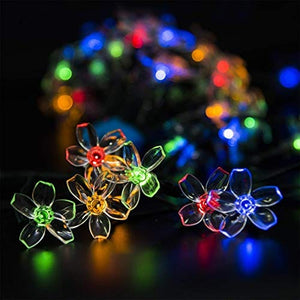GIGALUMI 2 Pack Solar Flower Strings Lights, Solar Fairy Lights 23 Feet 50 LED Cherry Blossoms String Lights for Outdoor, Home, Lawn