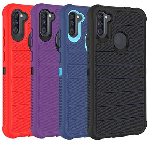 Probeetle Galaxy A11 Phone Case with HD Screen Protector Heavy Duty [3 Layer] Hybrid Shock Proof Protective Rugged Bumper PC and TPU Cover Case for Samsung Galaxy A11 Phone(Black/Black)