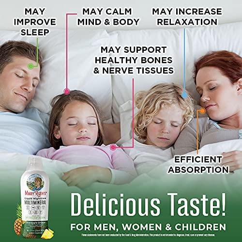 Liquid Sleep Multimineral w/Magnesium & Calcium Citrate by MaryRuth's | Pineapple Vegan Vitamins, Antioxidants, Minerals, MSM | Natural Calm & Stress Aid | No Melatonin, Non-GMO, Sugar Free 32oz