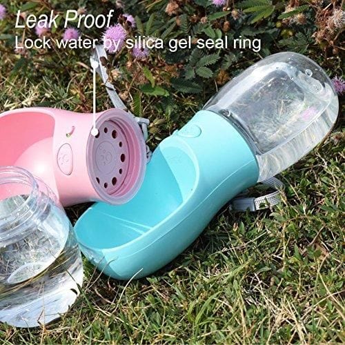 [Upgraded Bigger Capacity] MalsiPree Dog Water Bottle, Leak Proof Portable Puppy Water Dispenser with Drinking Feeder for Pets Outdoor Walking, Hiking, Travel, Food Grade Plastic (19oz, Blue)