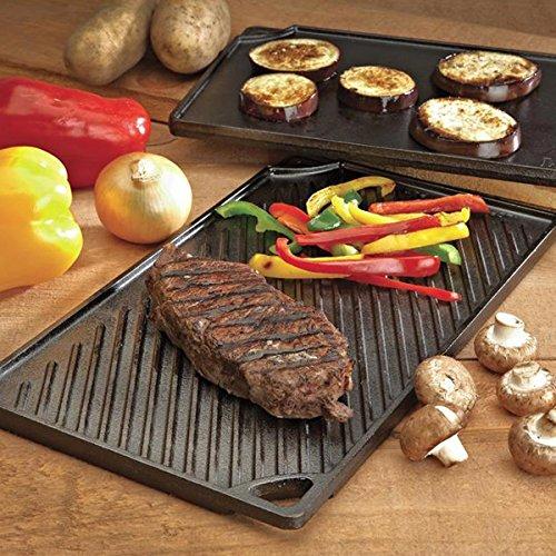 Lodge Pre-Seasoned Cast Iron Reversible Grill/Griddle, 16.75 In, Black