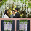 12 Pack 3.6 Feet/Piece Artificial Fake Wisteria Vine Ratta Hanging Garland Silk Flowers String Home Party Wedding Decor (White)