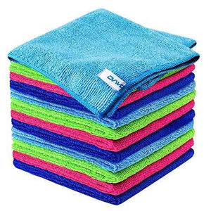 12Pcs Premium Microfiber Cleaning Cloth by ovwo - Highly Absorbent, Lint Free, Scratch Free, Reusable Cleaning Supplies - for Kitchen Towels, Dish Cloths, Dust Rag, Cleaning Rags in Household Cleaning